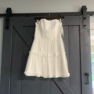 White Strapless Tiered Mini Dress